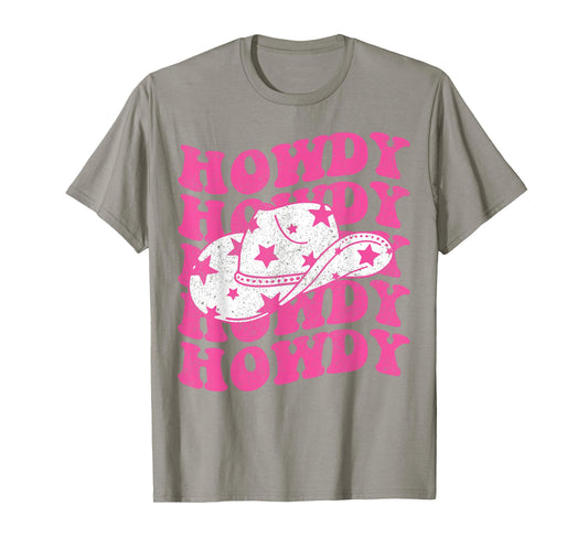 Howdy Southern Western Girl Country Rodeo Pink Cowgirl Retro T-Shirt