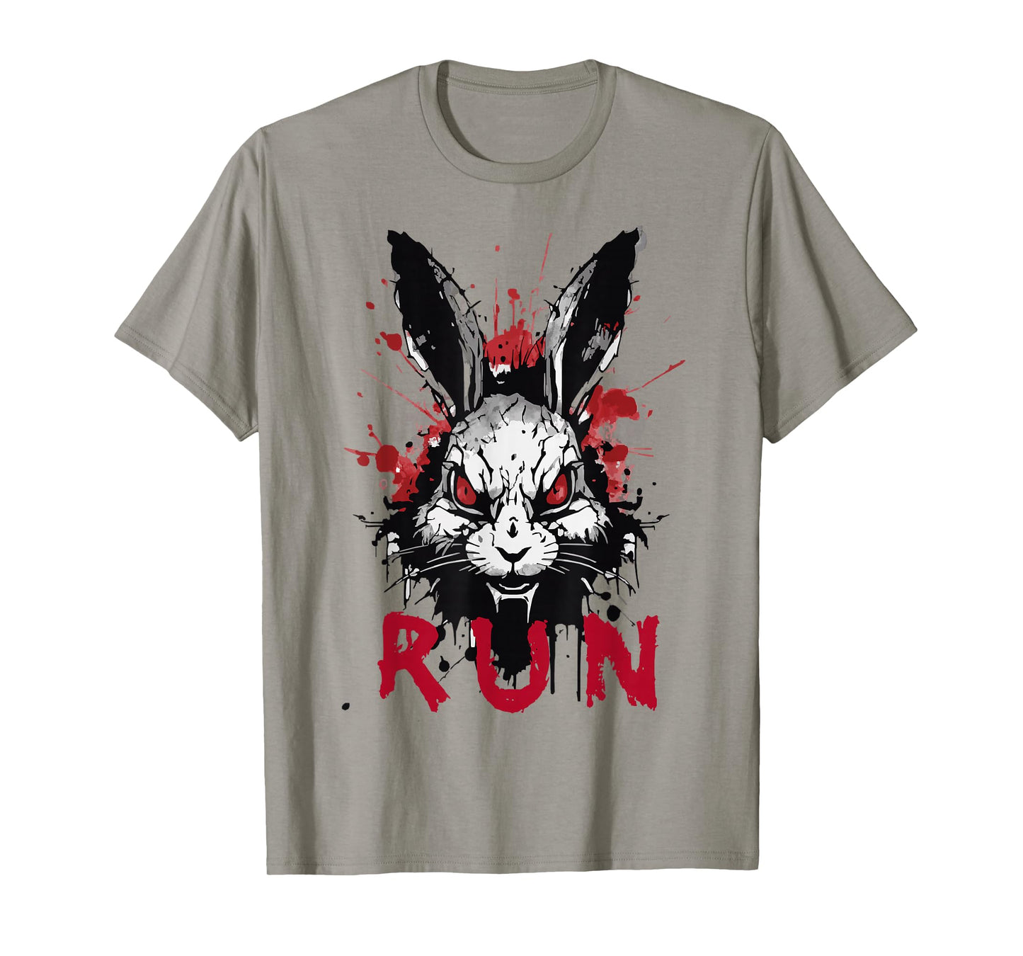 Run Rabbit, Evil Bunny Artwork, Modern Vintage Grunge Anime T-Shirt