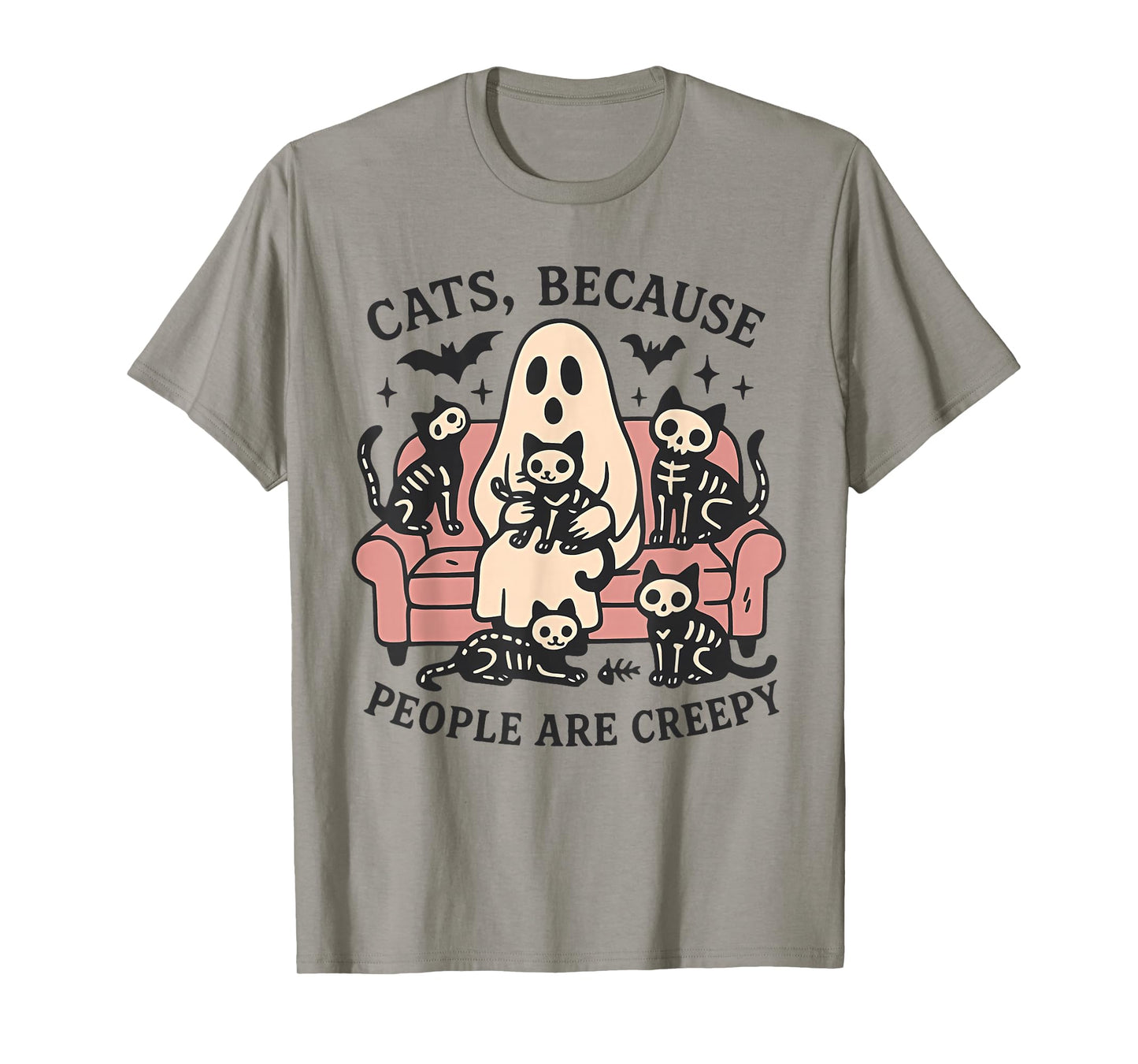 Cats Because People are Creepy Cute Ghost and Cats Halloween T-Shirt