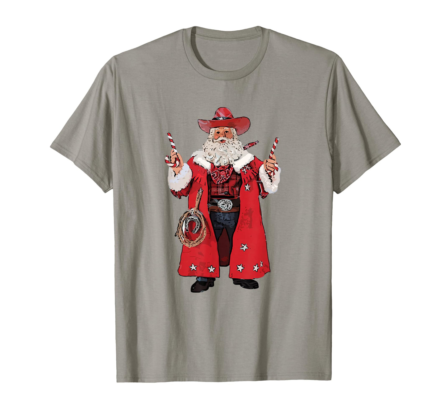 Retro Merry Christmas Howdy Santa Cowboy Western Santa T-Shirt