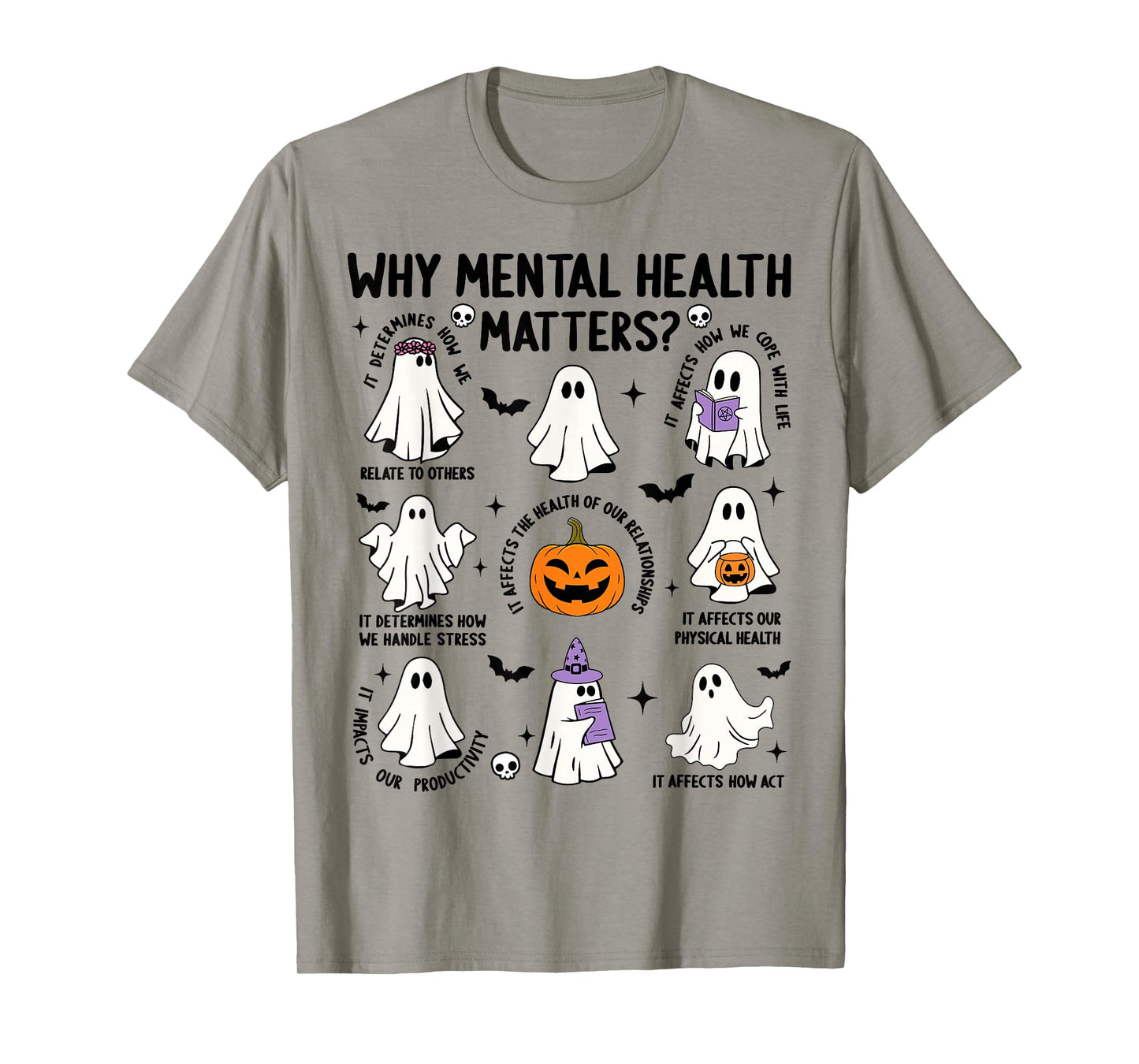 Why Mental Health Matters Halloween Ghost Boo Therapist Cute T-Shirt