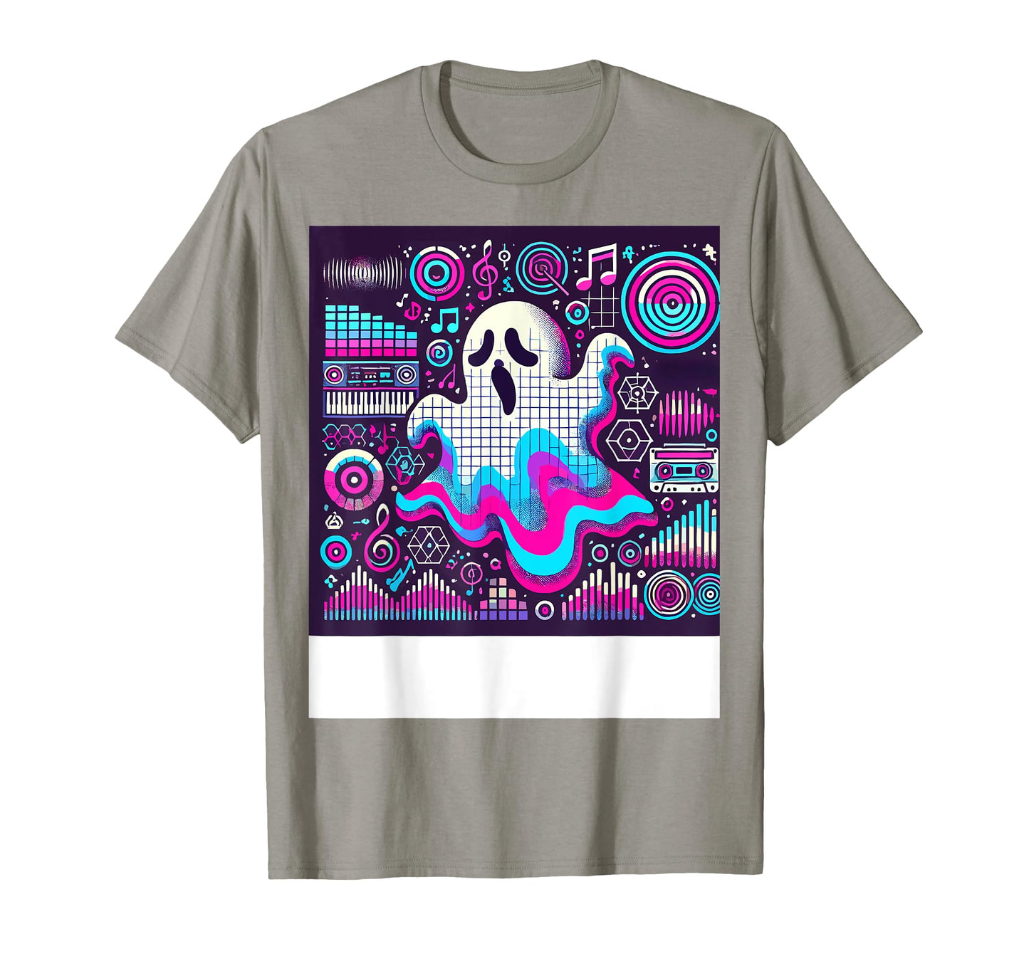 Ghost Trippy Vaporwave Halloween Techno Rave EDM Music Party T-Shirt