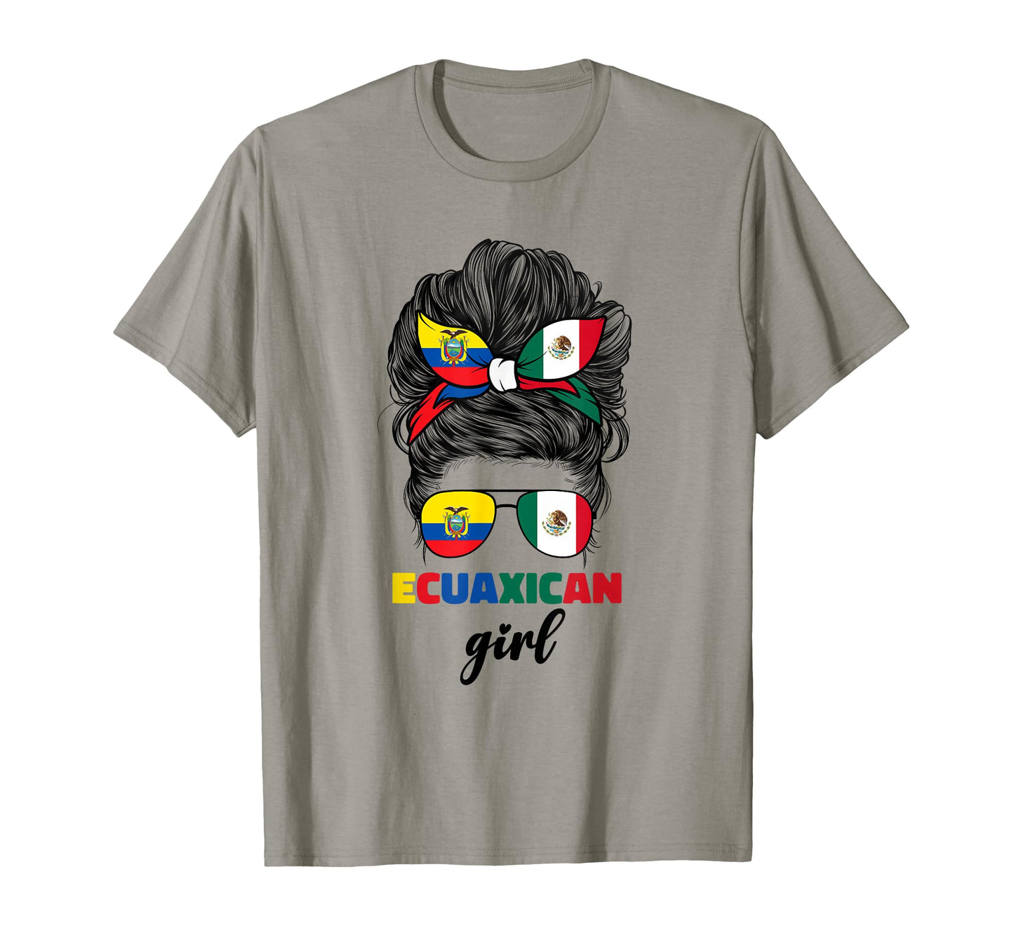 Half Mexican And Ecuadorian Mexico Ecuador Flag Girl Women T-Shirt
