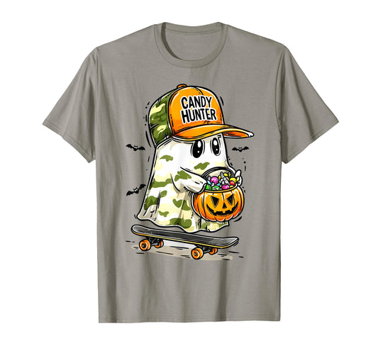 Halloween Candy Hunter Camouflage Camo Ghost Boy Girl Kid T-Shirt