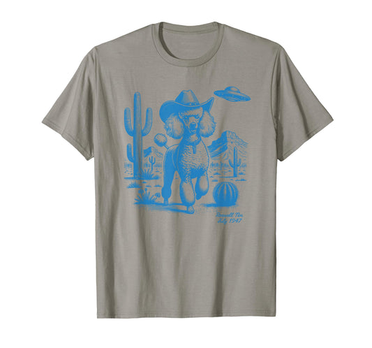 UFO Western Poodle Cowboy Cactus Desert Cowgirl Mom Dad T-Shirt