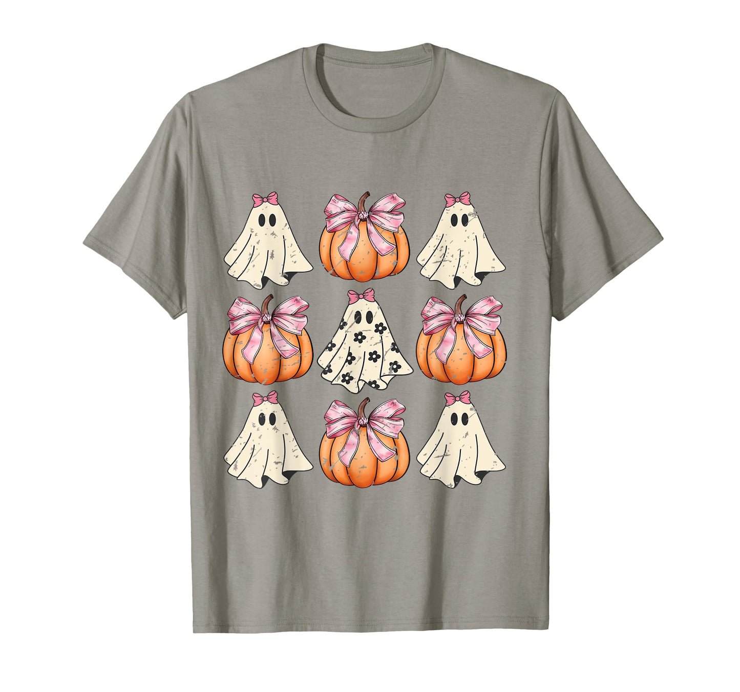 Cute Coquette Aesthetic Halloween Spooky Ghosts Pumpkins T-Shirt