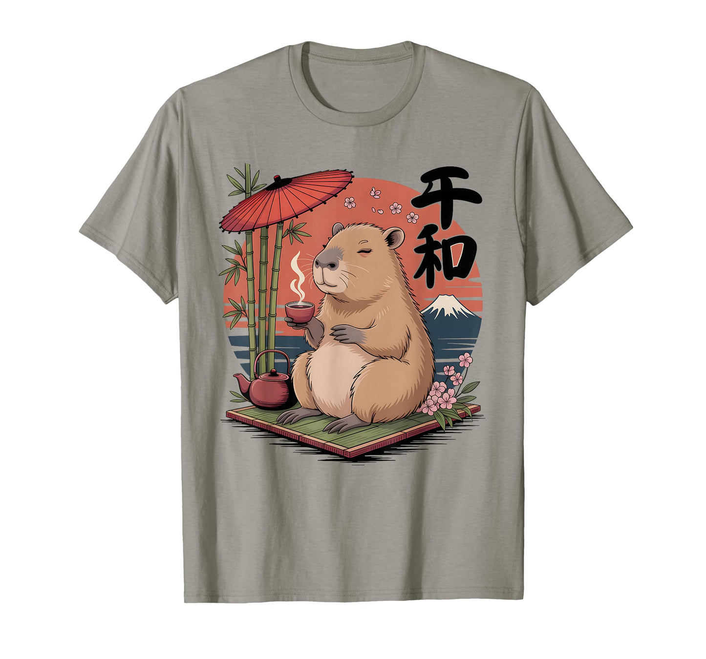 Cute Capybara Tea Vintage Graphic Tee Japanese Kawaii Anime T-Shirt