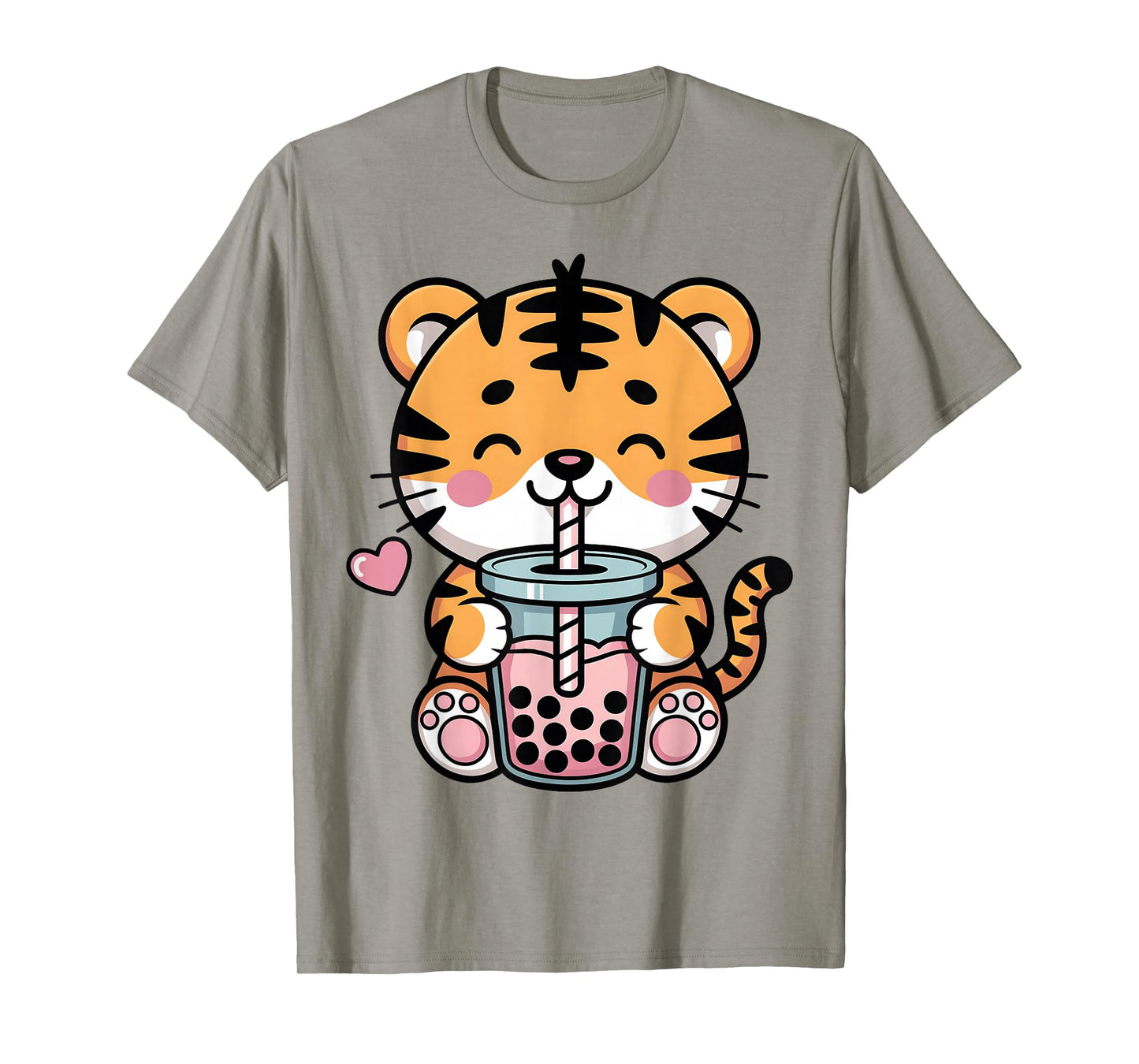 Kawaii Tiger Boba Tea Anime Japanese Bubble Tea Lover Girls T-Shirt