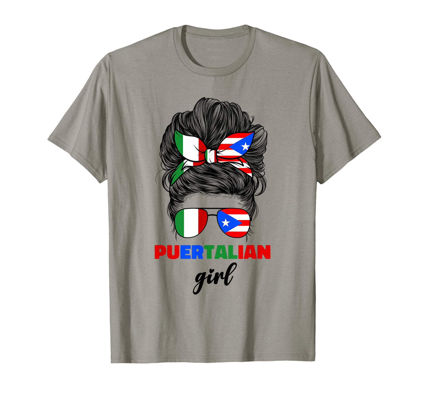Half Italian and Puerto Rican Rico Italy Flag Girl for Women T-Shirt