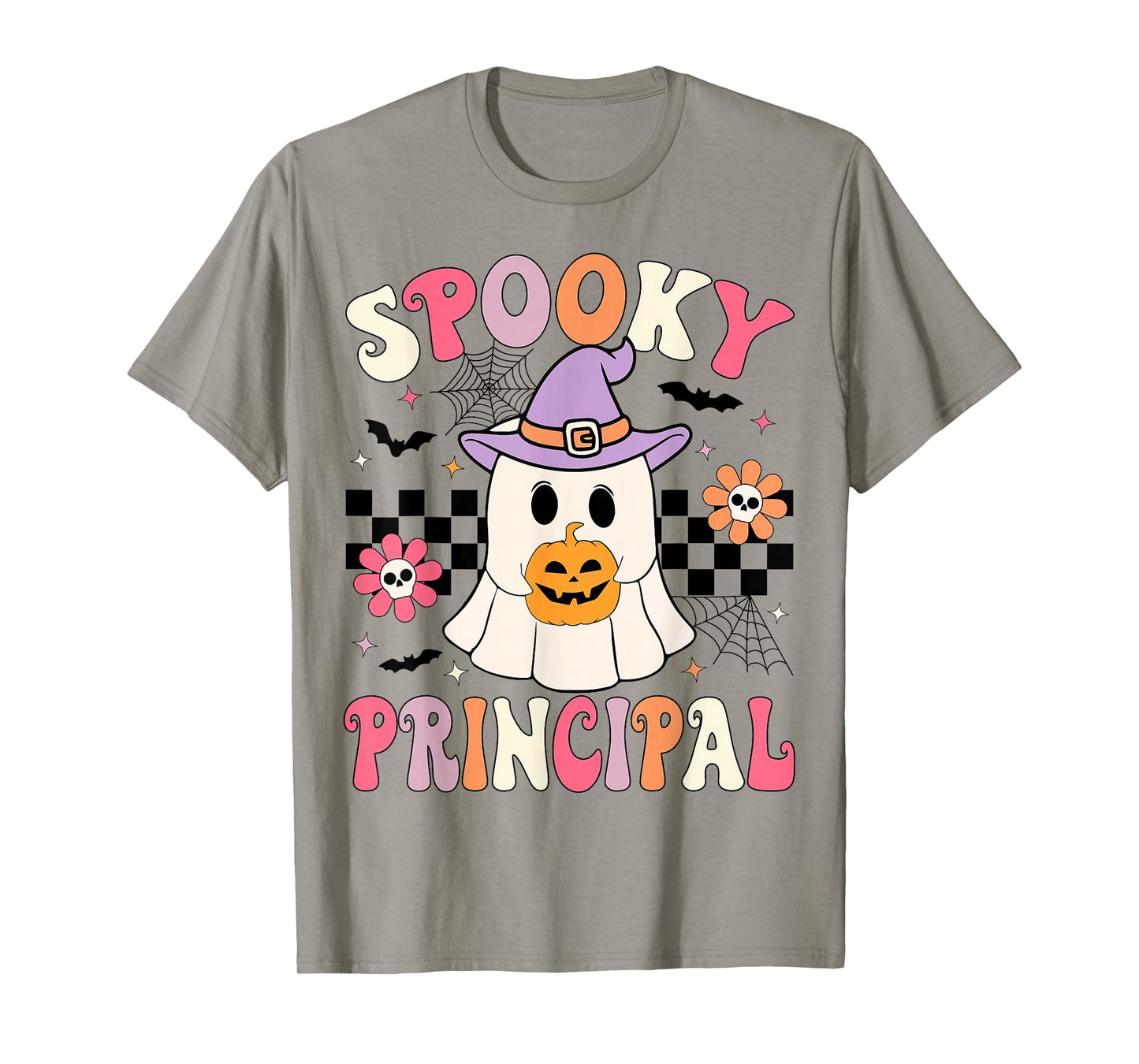 Groovy Spooky Principal Ghost Pumpkin Halloween Principal T-Shirt