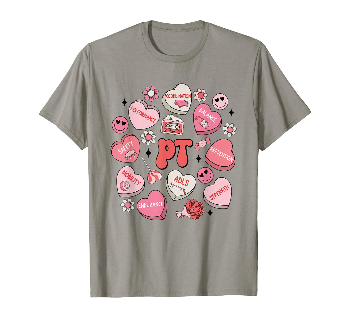 Physical Therapy Groovy Valentine's Day Heart Candy PT PTA T-Shirt