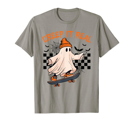 Creep It Real Ghost Skater Halloween Costume Men Boys Kids T-Shirt