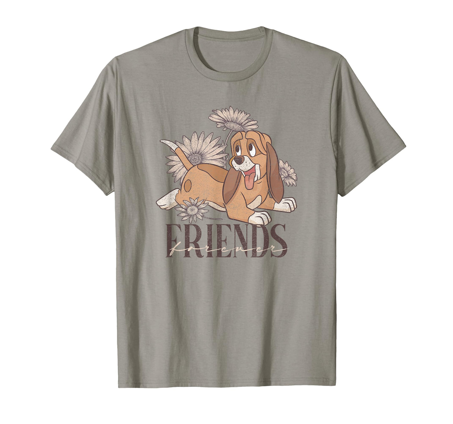 Disney The Fox and The Hound Friends Forever Floral Logo T-Shirt