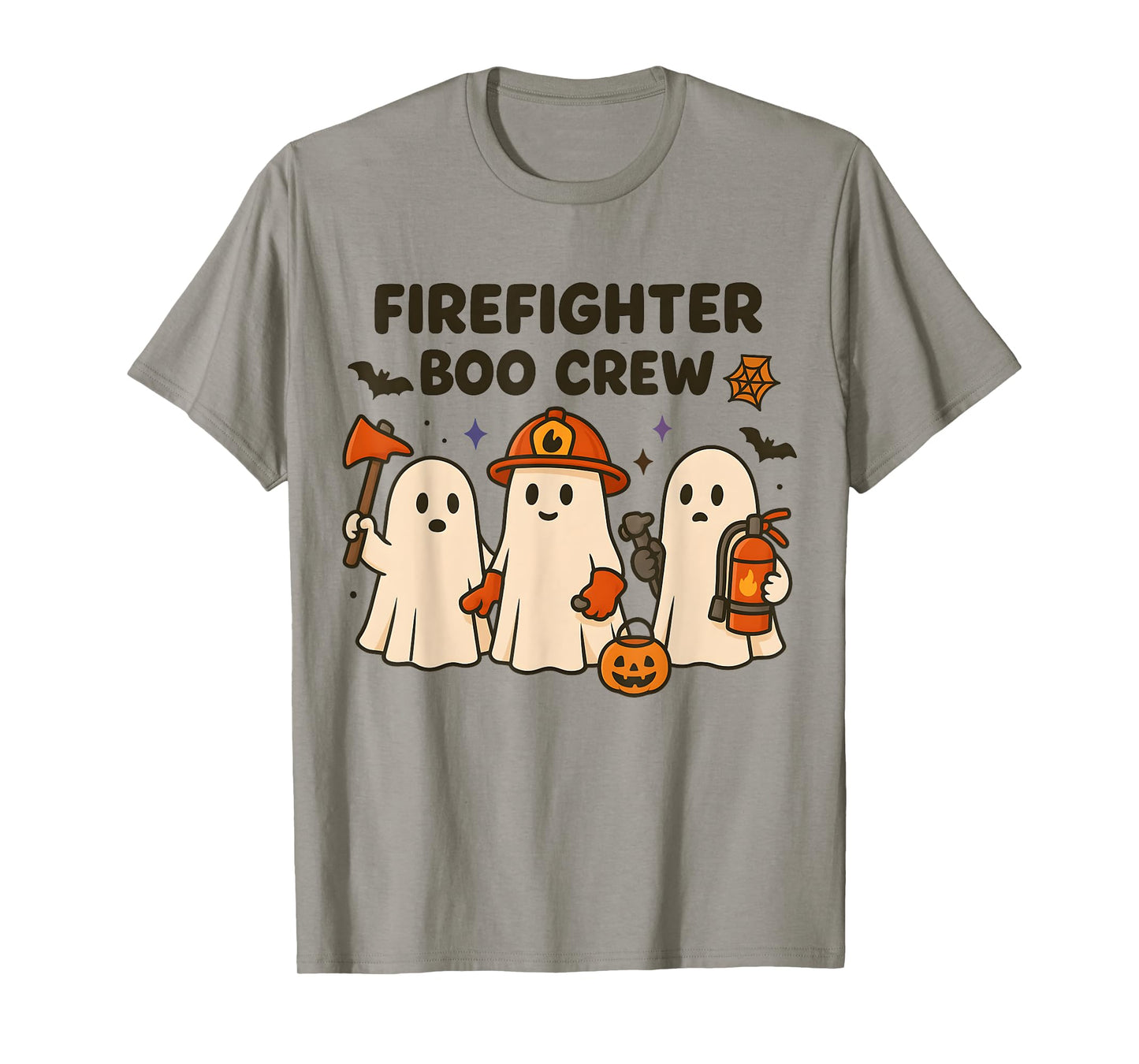 Firefighter Boo Crew Funny Ghost Matching Halloween Costume T-Shirt