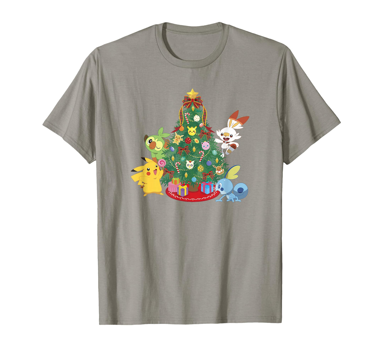Pokémon Christmas Group Shot Decorating The Tree T-Shirt