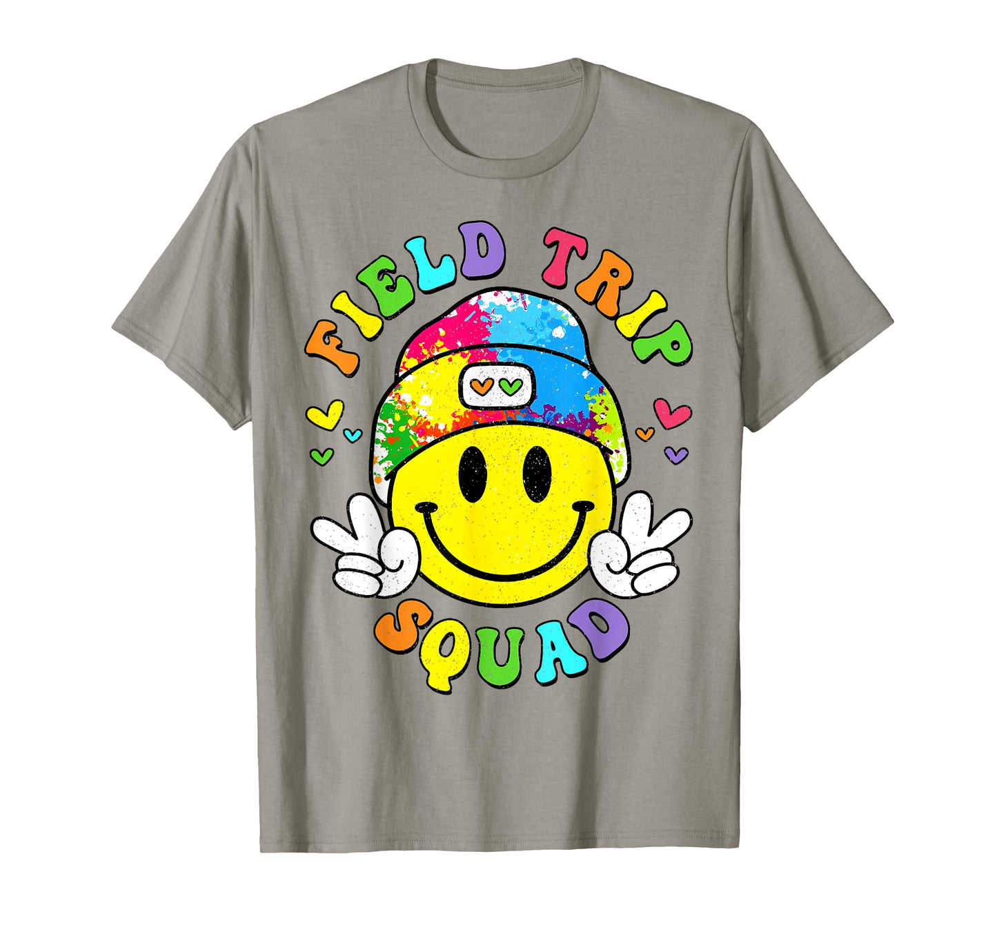 Hippie smile Face Field Trip Squad Groovy Field Day 2024 T-Shirt