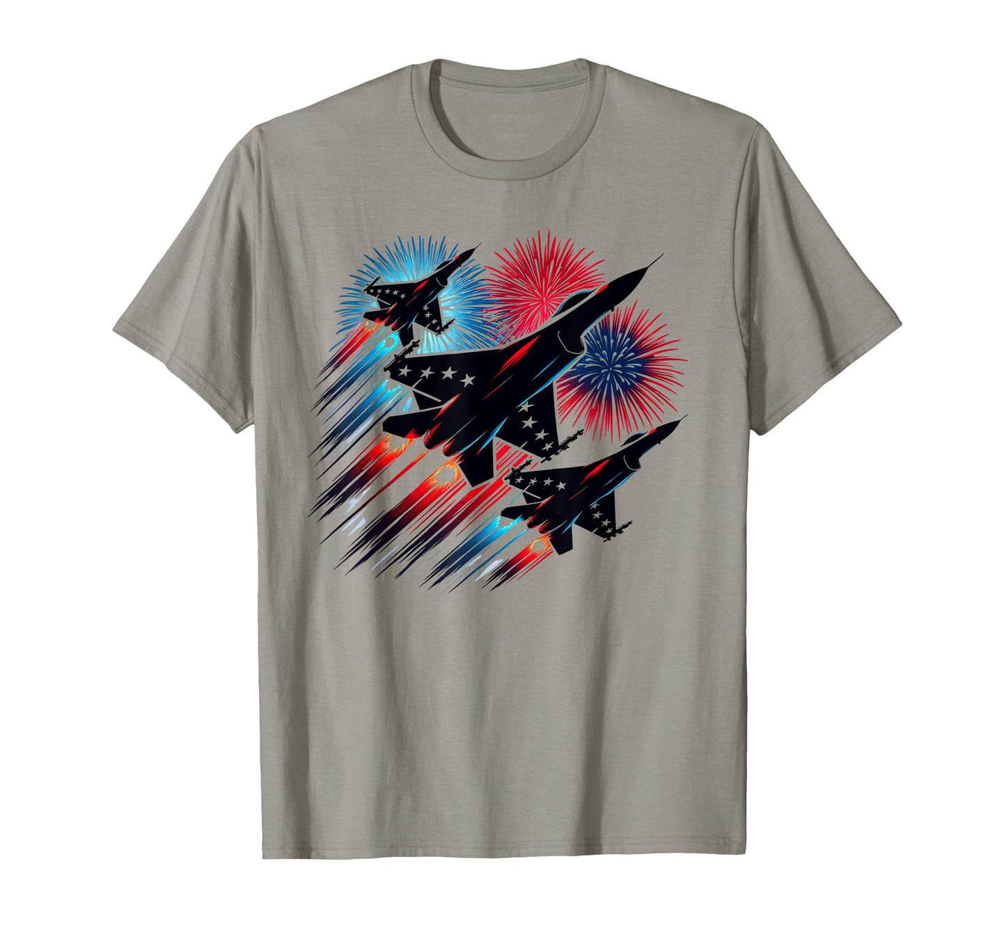 July 4th Fighter Jets Patriotic Red White & Blue Fireworks T-Shirt for Women Kids Men