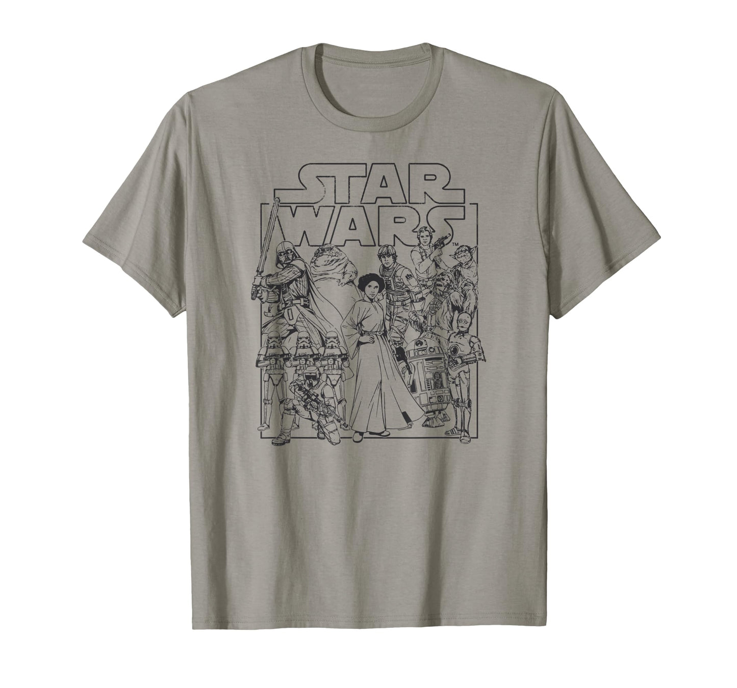 Amazon Essentials Star Wars Unisex Kids' Retro Movie Poster Group Pose T-Shirt, White, Small
