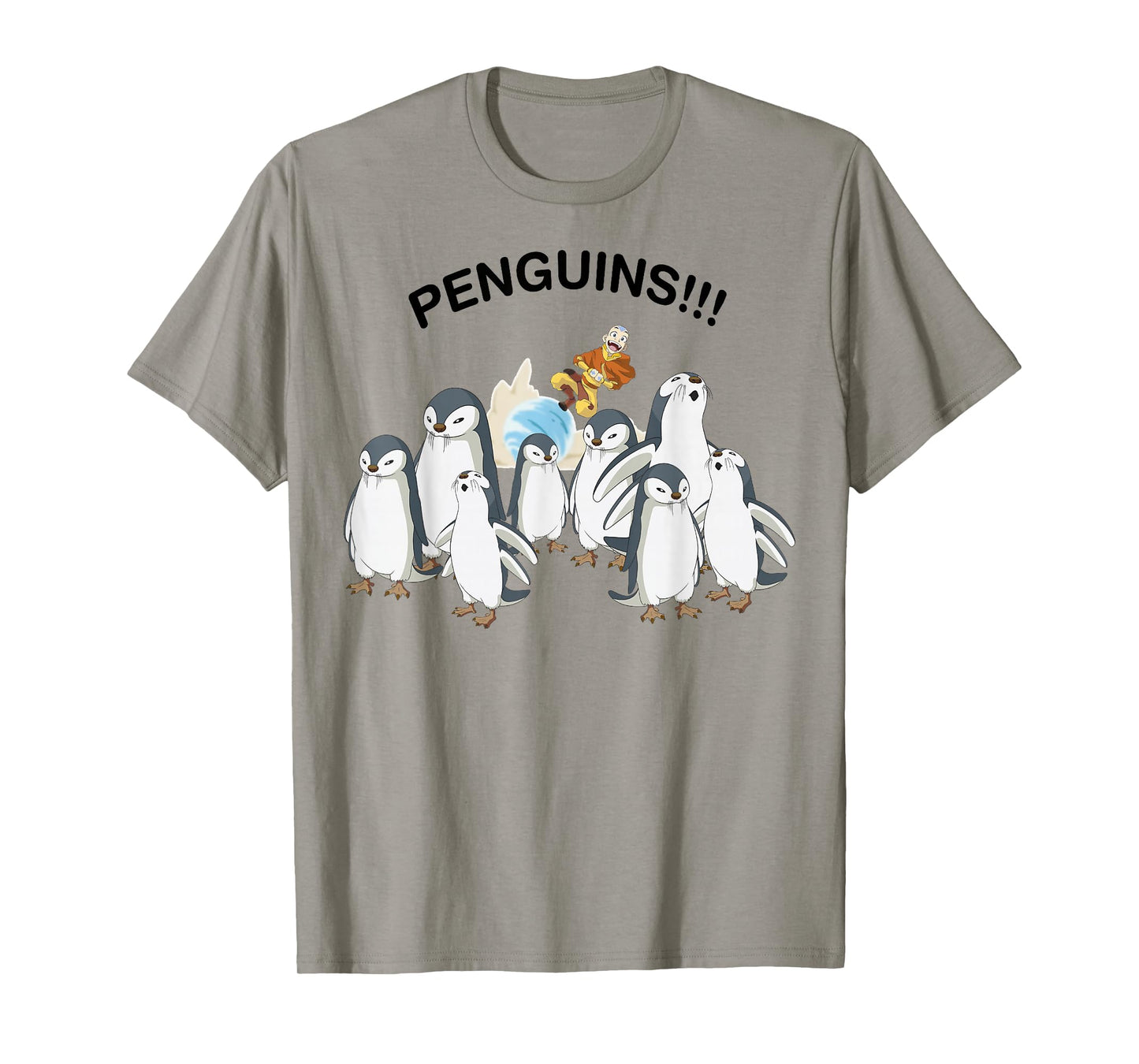 Avatar: The Last Airbender Aang And Penguins!! Portrait T-Shirt