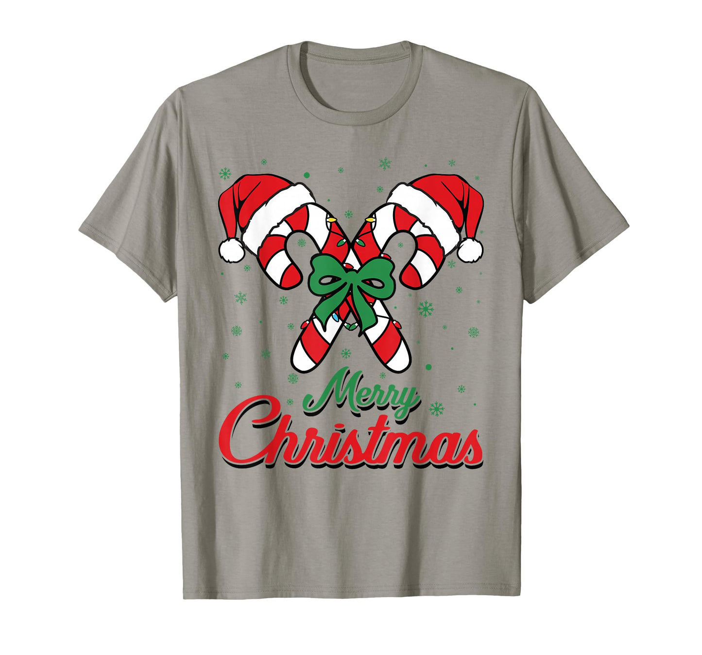 Merry Christmas Candy Cane Xmas Lights Toddlers Men Women T-Shirt