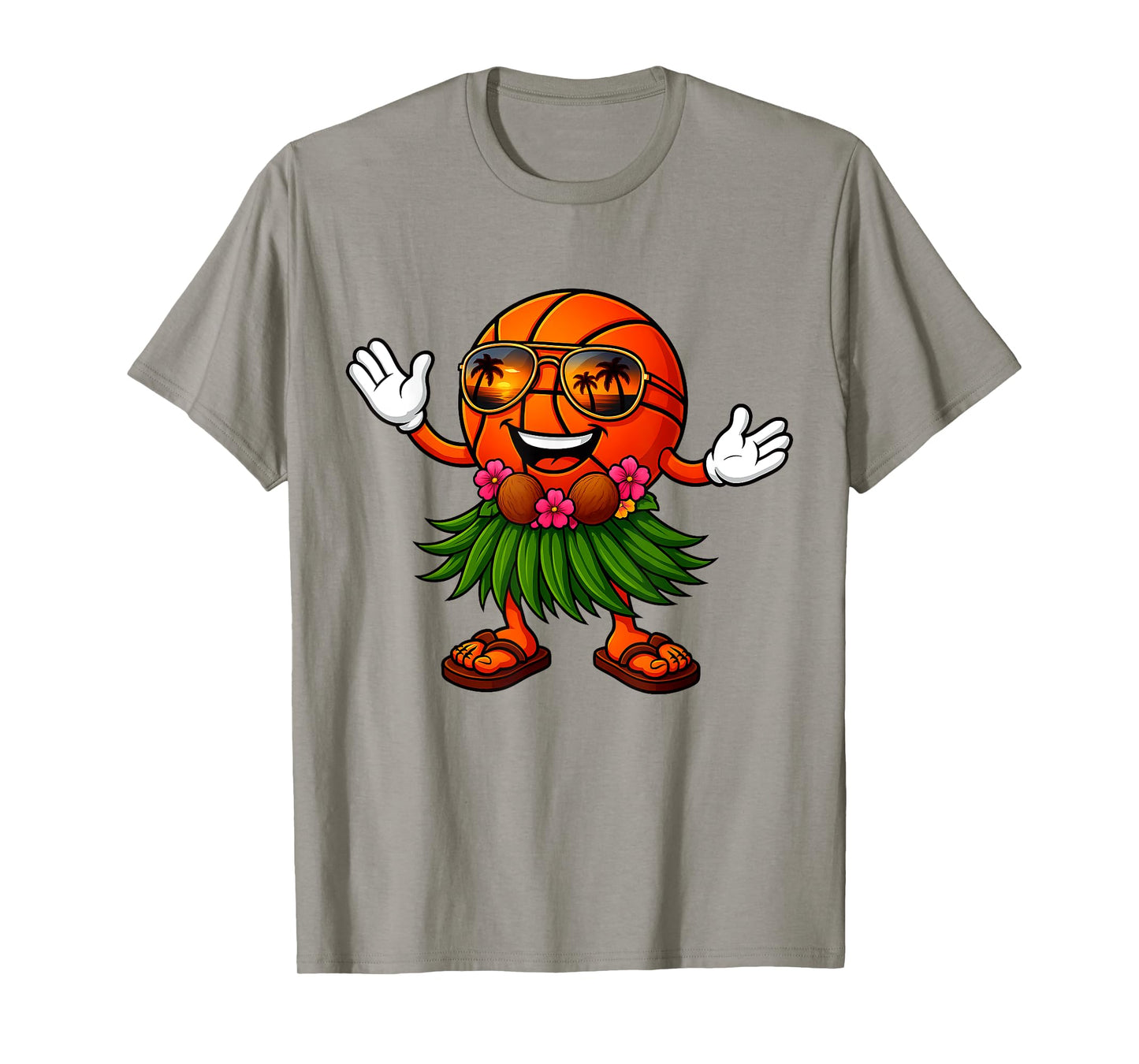 Cute Hawaiian Basketball Ball Tropical Beach Summer Vacation T-Shirt