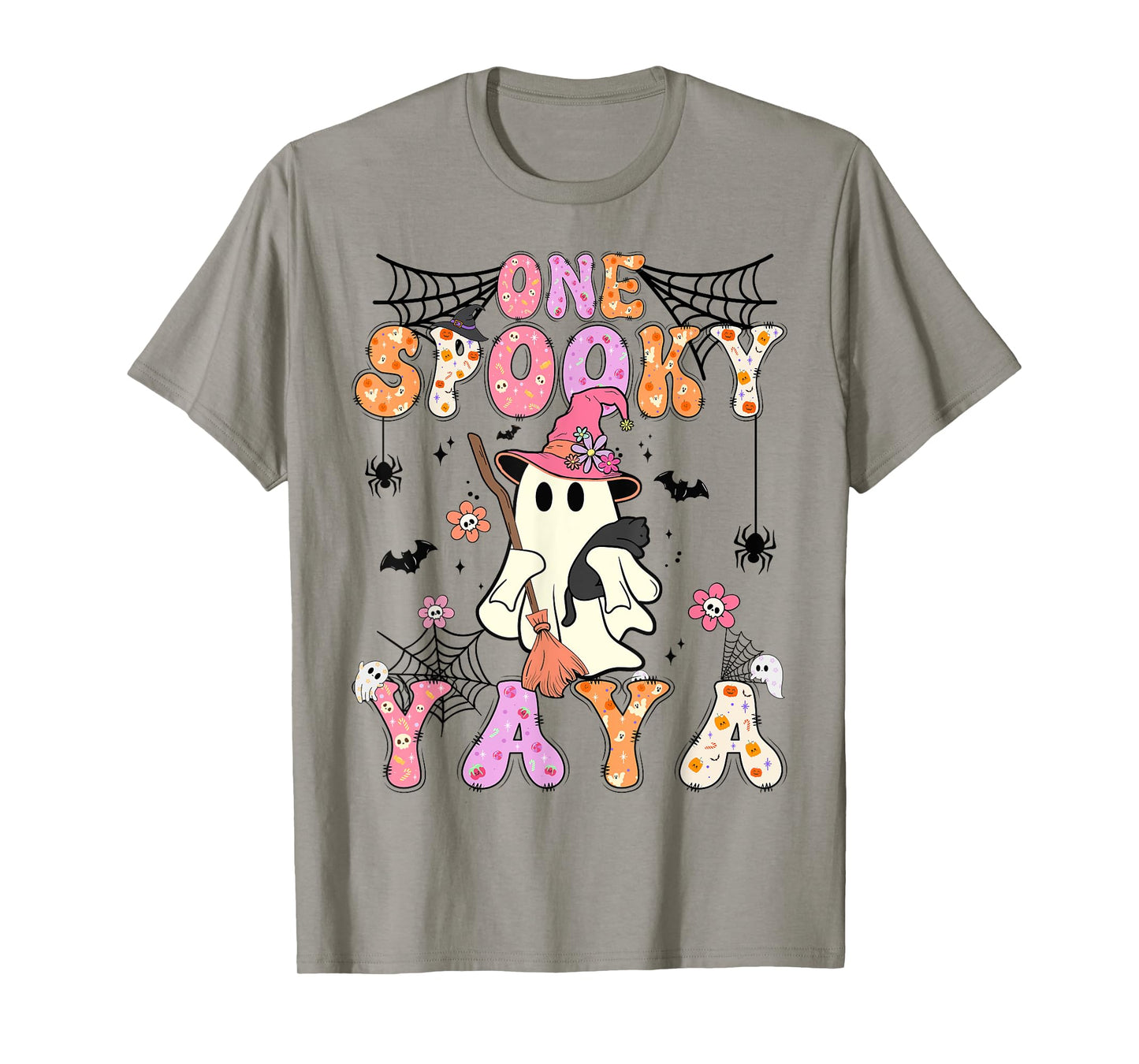 Groovy One Spooky Yaya Retro Halloween Cute Ghost T-Shirt