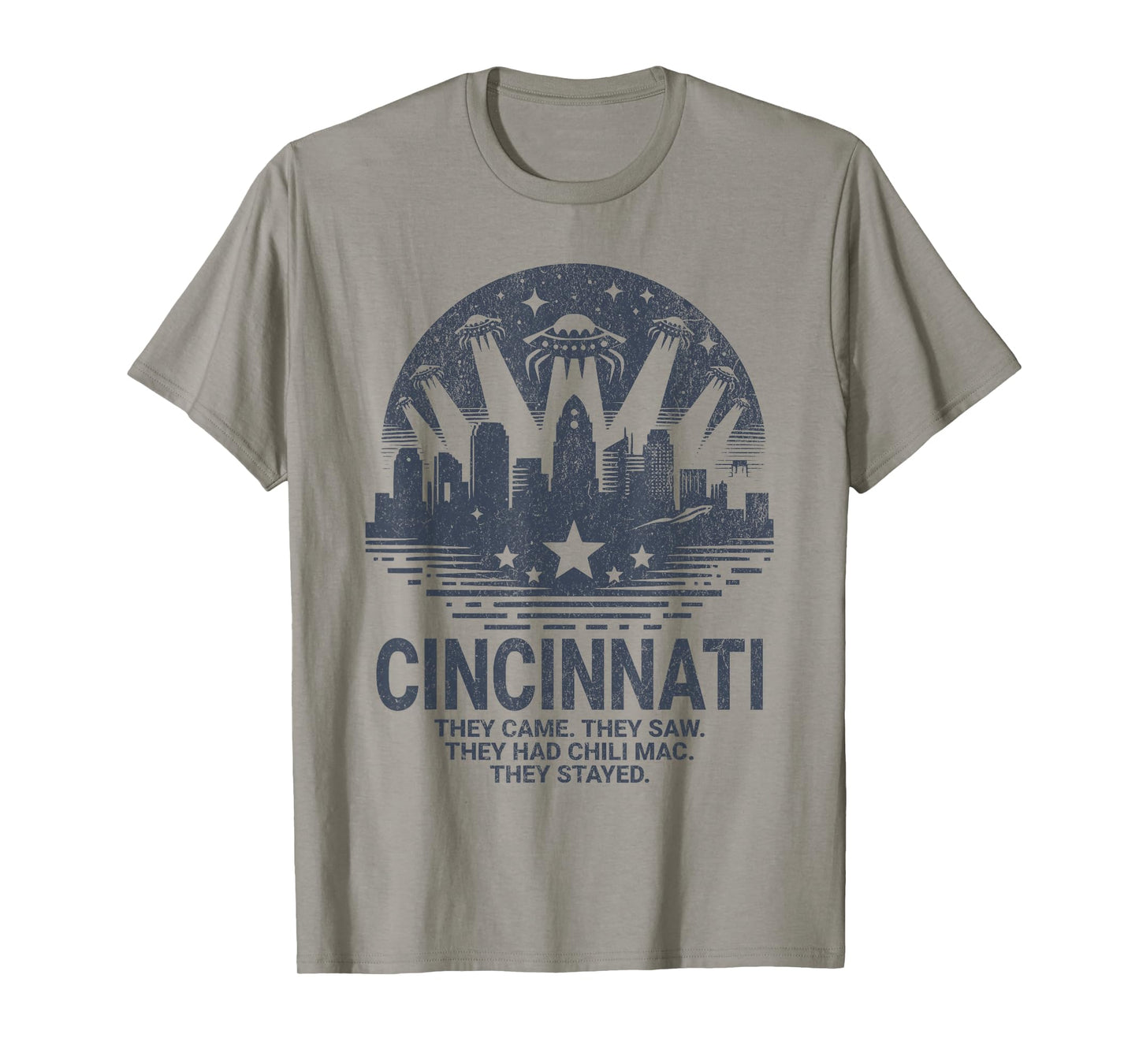 Funny Cincinnati OH City Skyline UFO Chili Mac Cincinnati T-Shirt