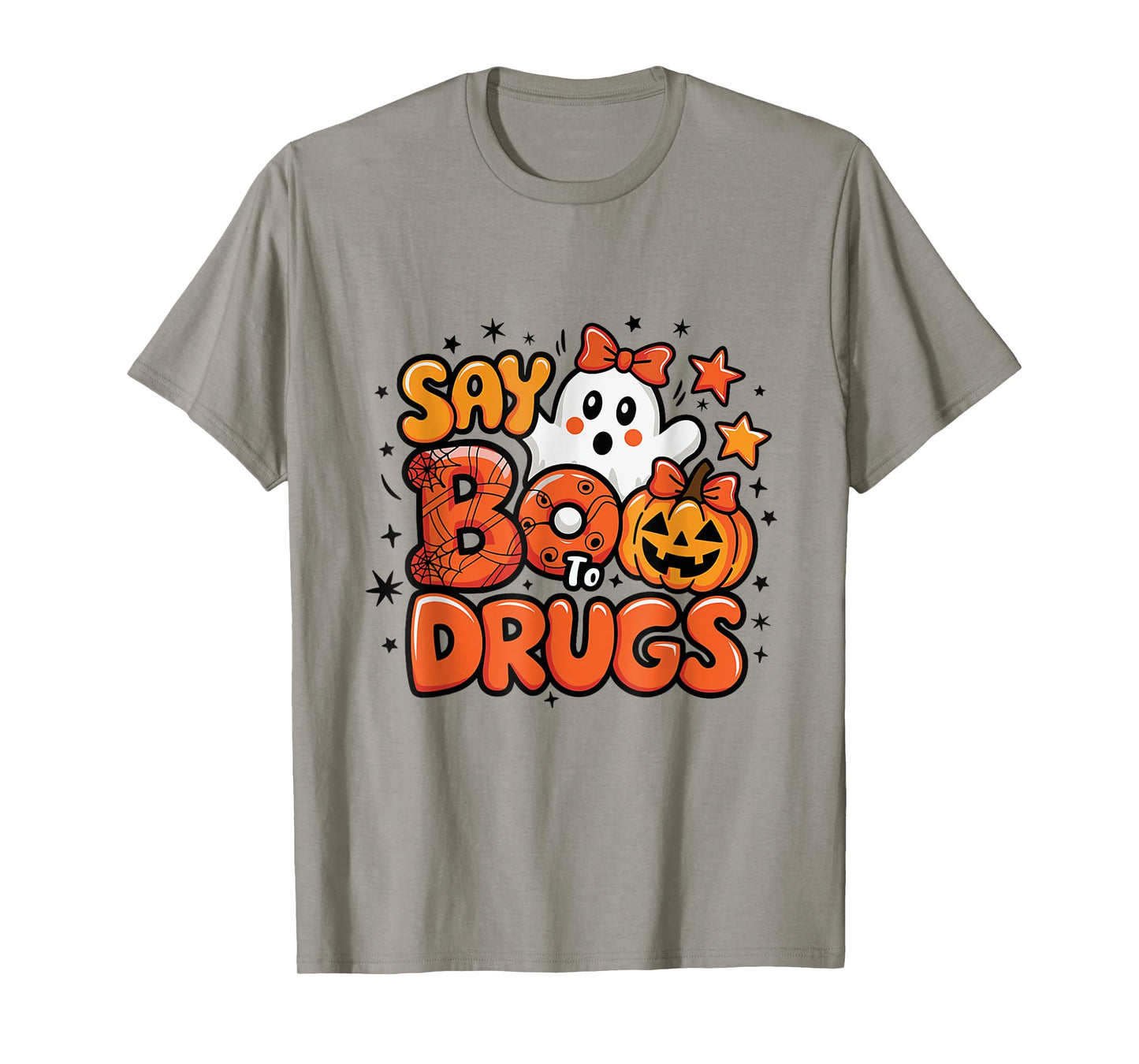 Say Boo Drug-Free Red Ribbon Ghost Halloween T-Shirt T-Shirt