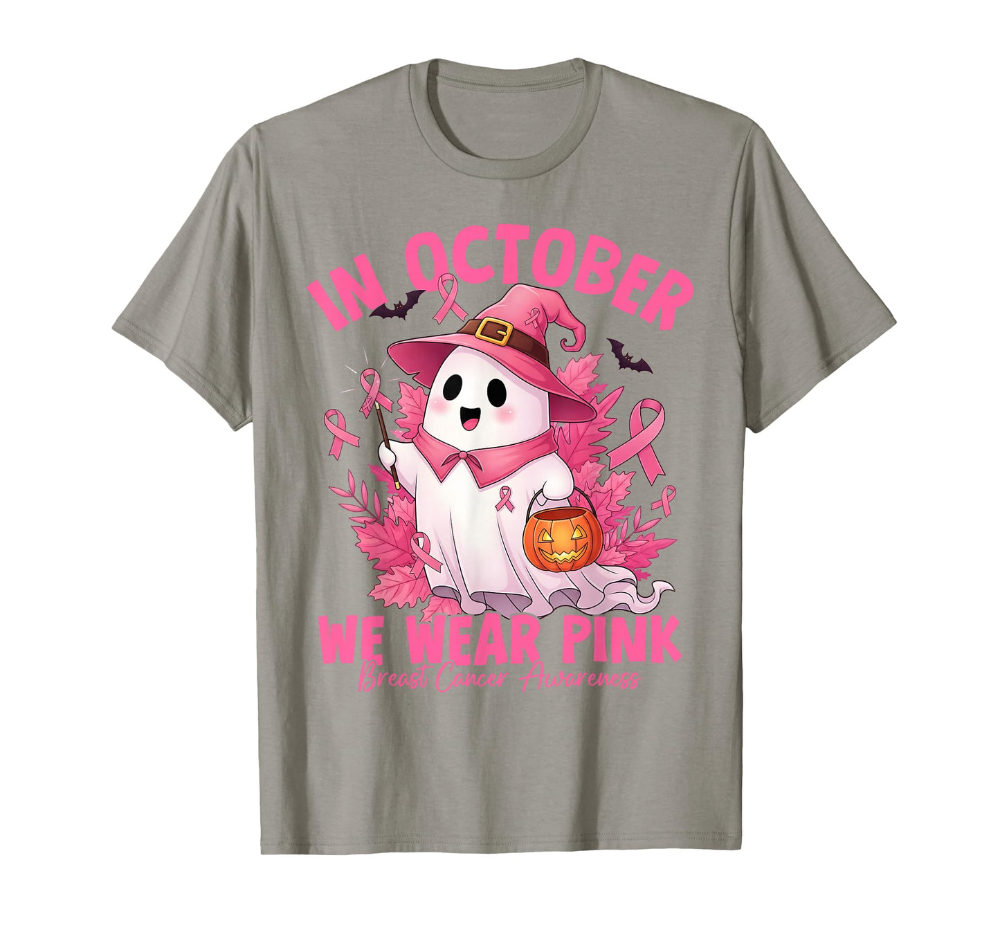 In October We Wear Pink Breast Cancer Halloween Boo T-Shirt