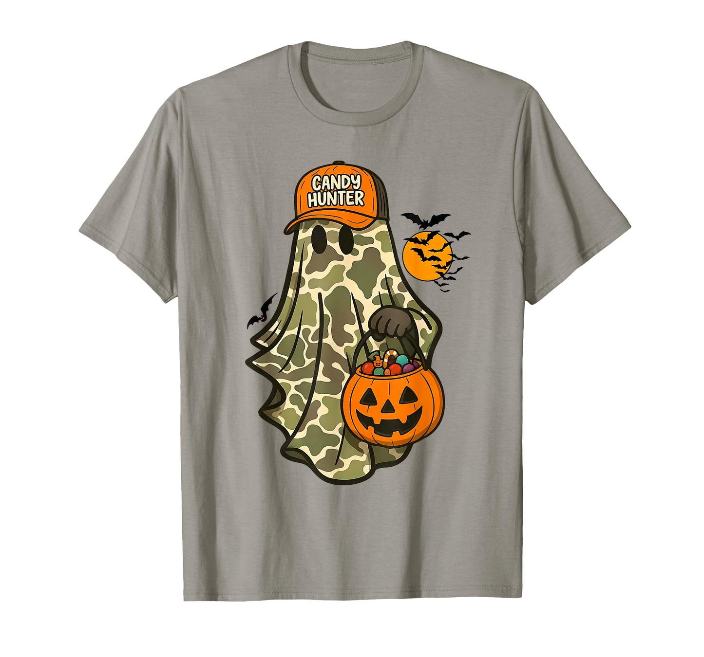 Candy Hunter Ghost Funny Halloween Boo Camo Costume T-Shirt