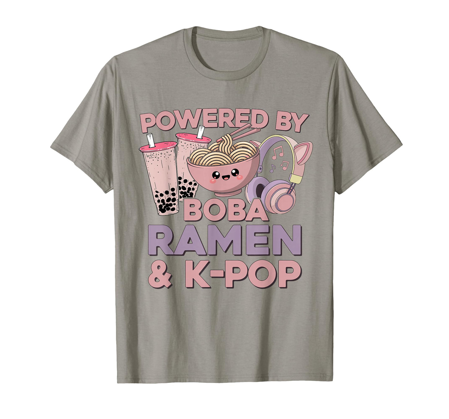 Kawaii Ramen Kpop Powered by Boba Ramen & K-Pop Kawaii K Pop T-Shirt