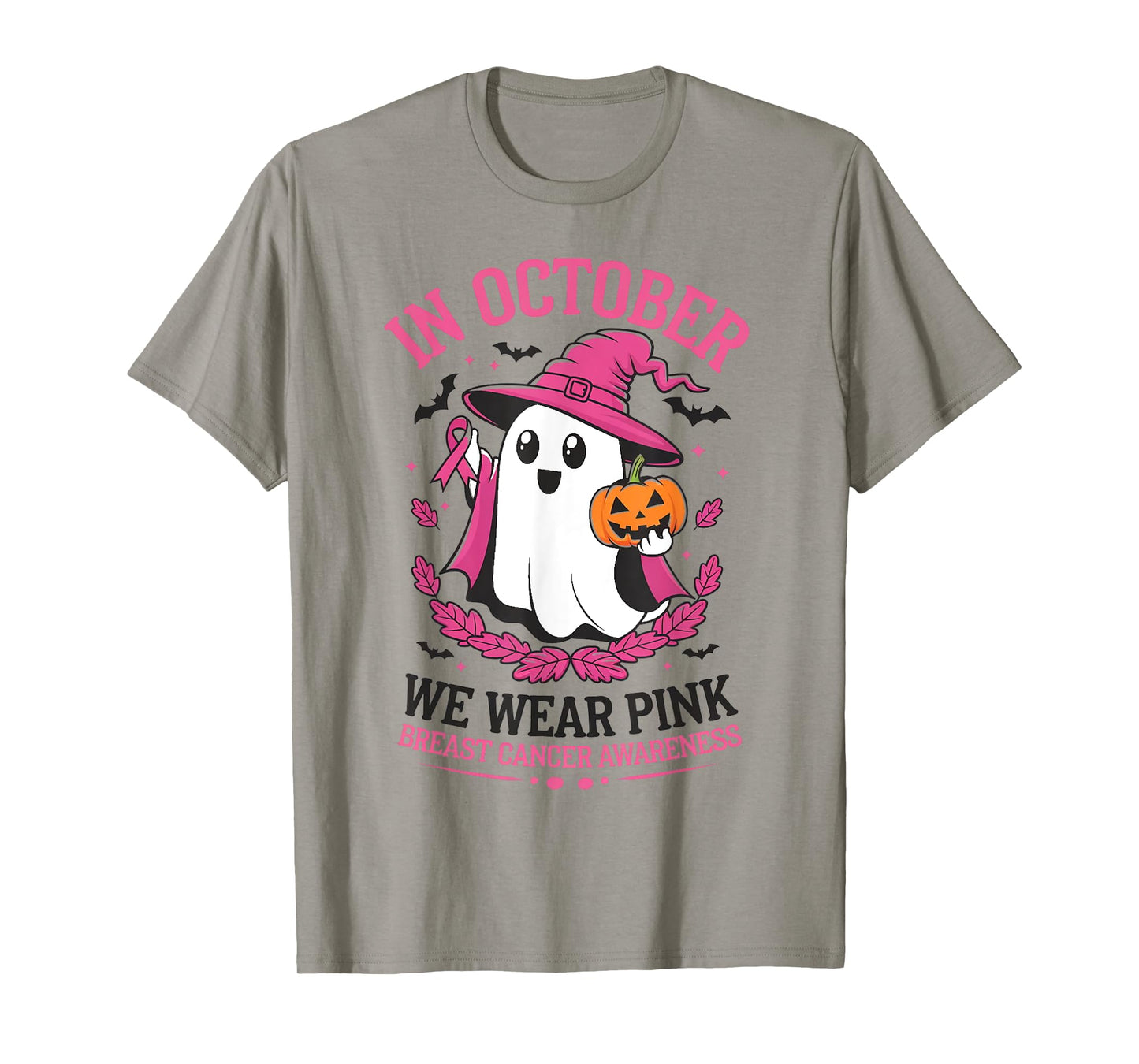 In October We Wear Pink Breast Cancer Awareness Halloween T-Shirt