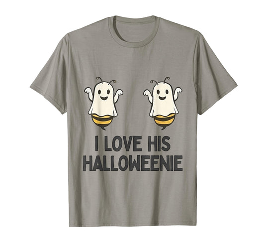 Funny I Love His Halloweenie Couples Matching Halloween T-Shirt