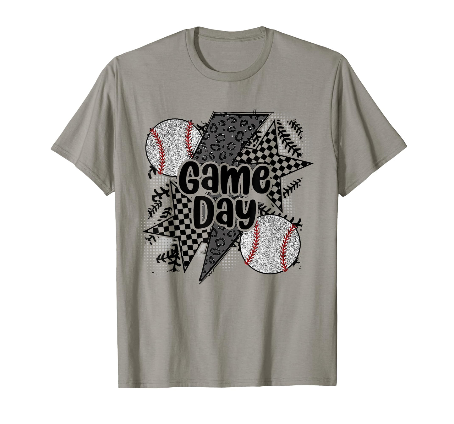 Game Day Baseball Retro Checkered Baseball T-Shirt