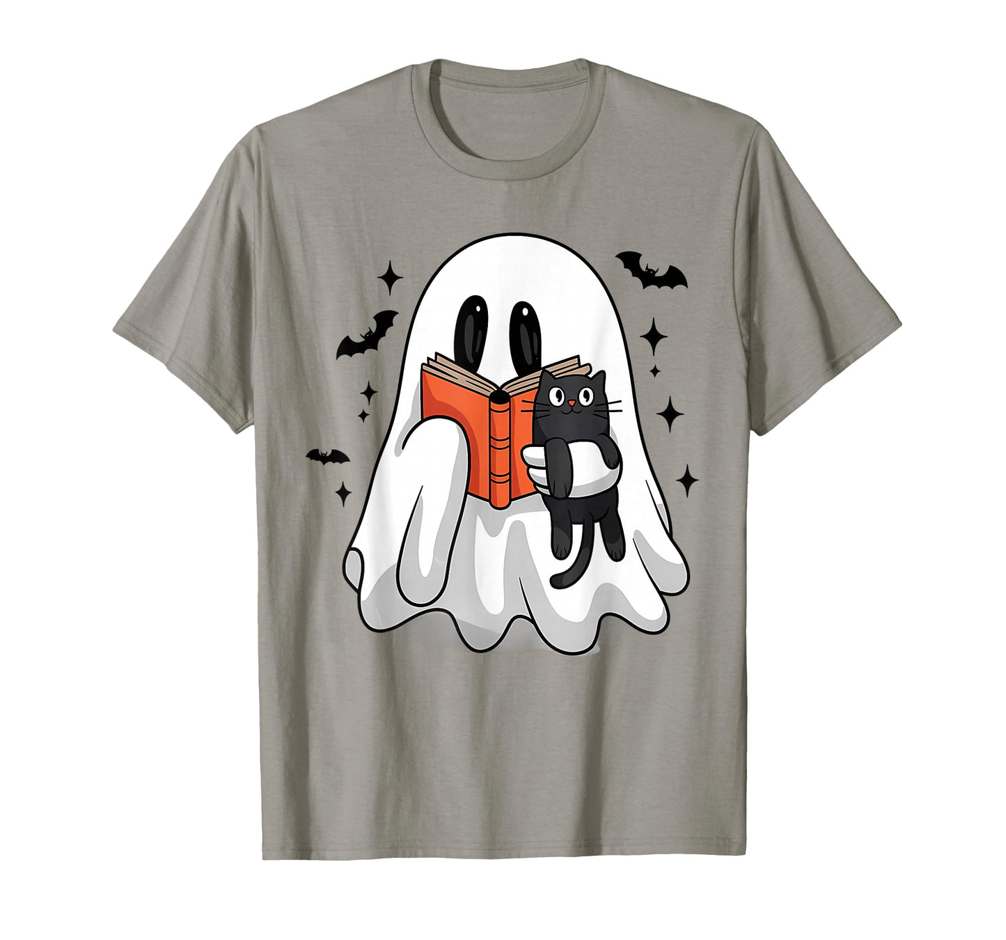 Cute Halloween Ghost Reading Book T-Shirt