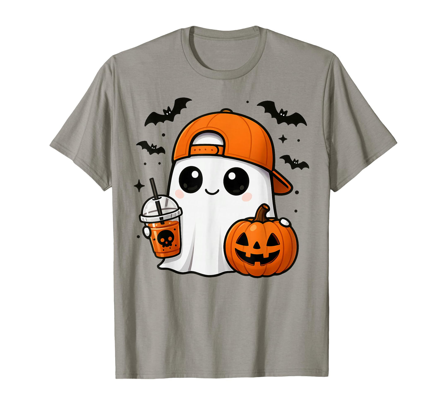 Halloween Cute Ghost Drink Pumpkin Men Women Boy Girl T-Shirt