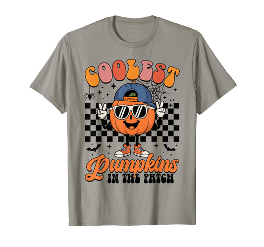 Coolest Pumpkin In The Patch Groovy Halloween Mens Boys Kids T-Shirt