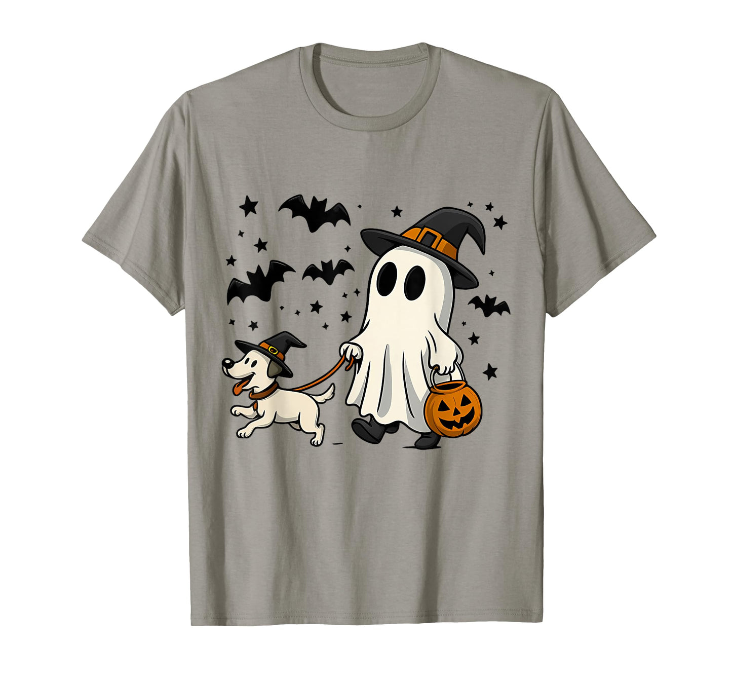 Spooky Ghost Dog Halloween Witch Hat Pumpkin Dog Mom T-Shirt
