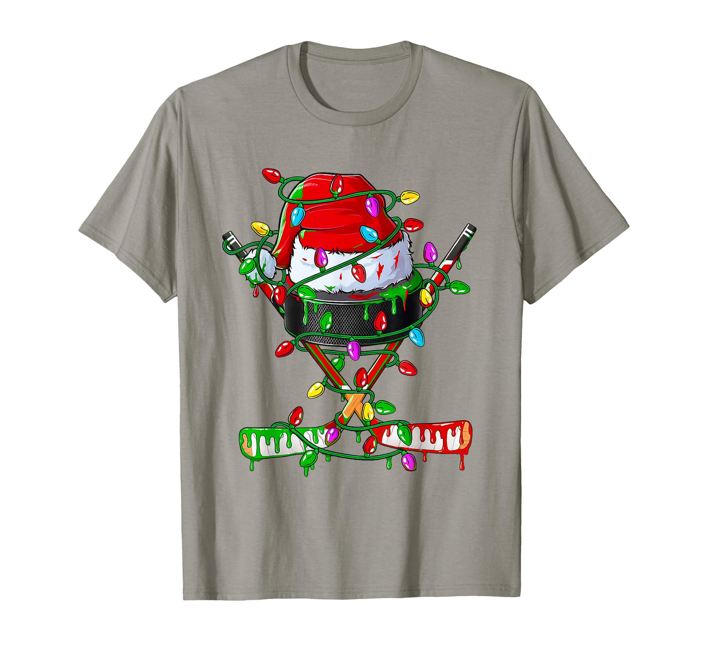 Christmas Hockey Ice Cream Drip Boys Xmas Ice Hockey Players T-Shirt