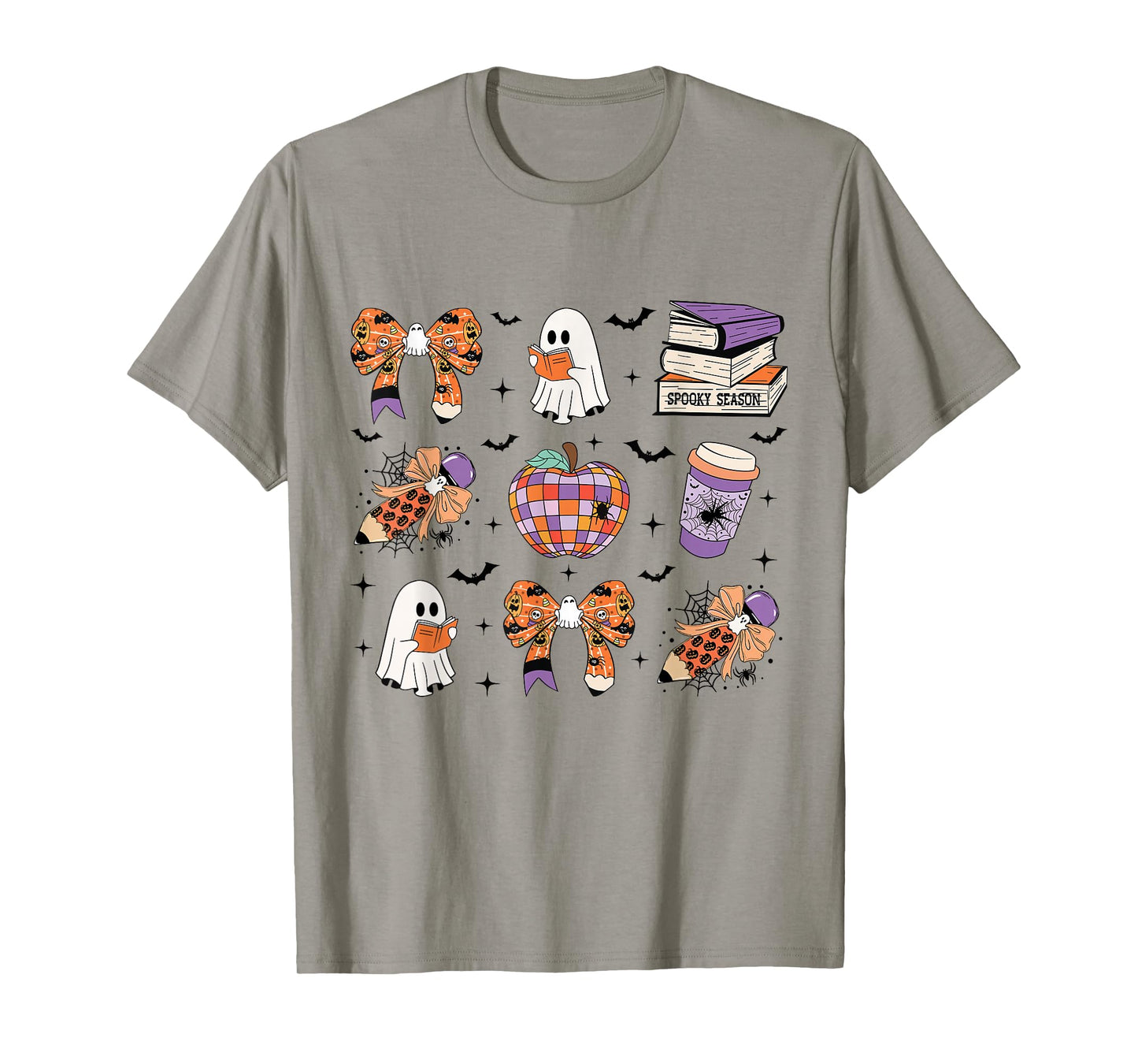 Coquette Teacher Halloween Ghost Reading Book Spooky Season T-Shirt