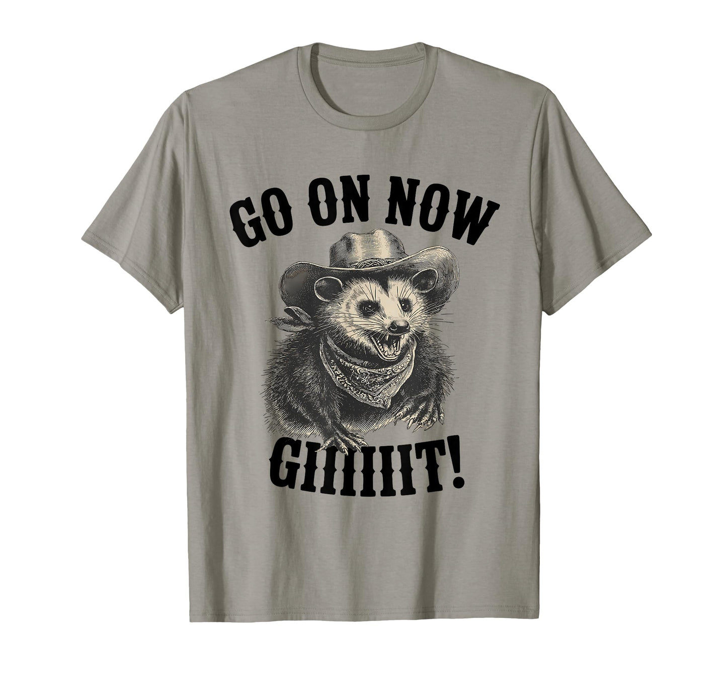 Western Opossum Vintage Country Possum Rodeo Go On Now Git T-Shirt
