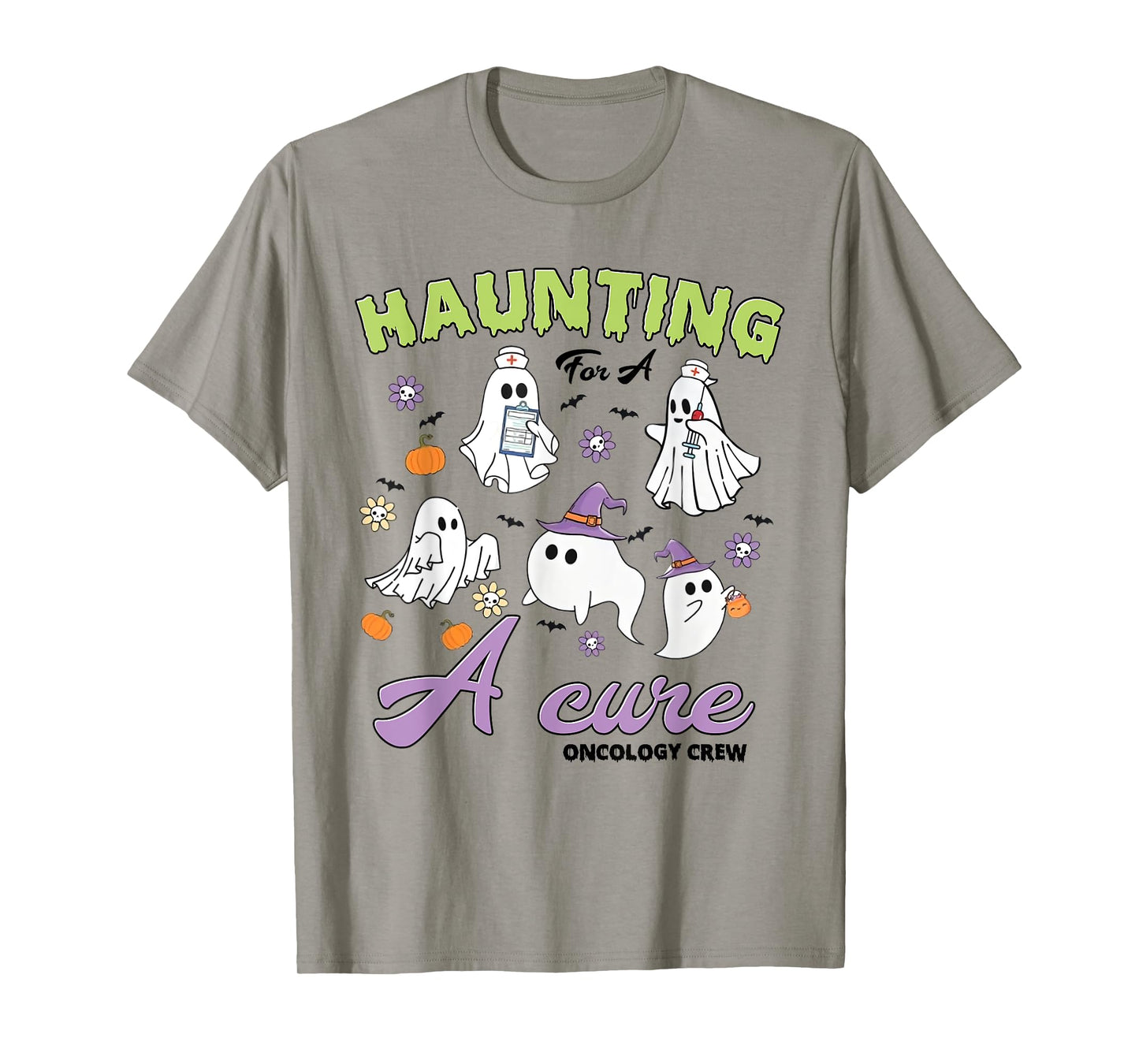 Funny Spooky Haunting For A Cure Oncology Halloween Nurse T-Shirt