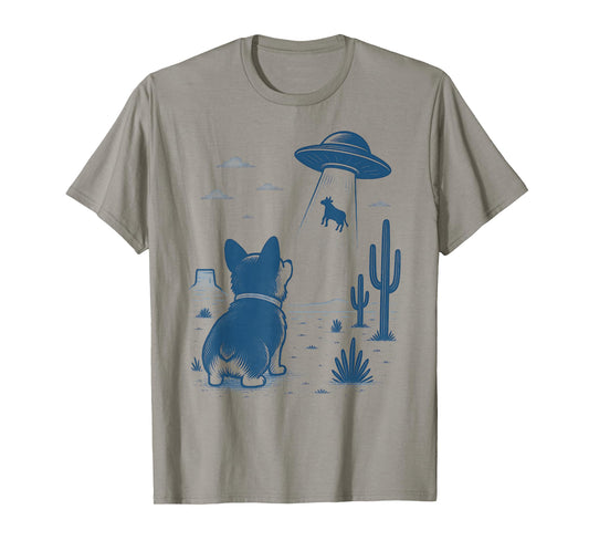 Funny Corgi Lovers UFO Alien Dogs Design Men Women Kids T-Shirt