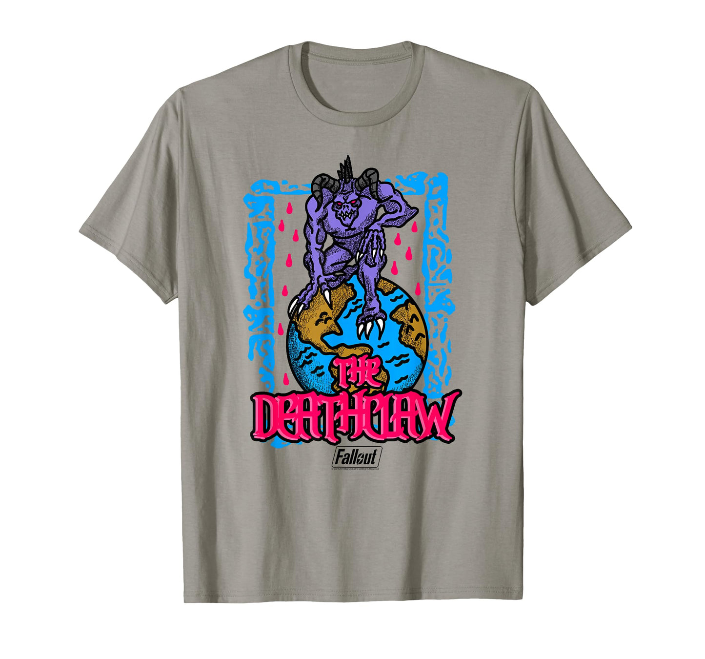 Fallout Video Game The Deathclaw Globe Illustration T-Shirt