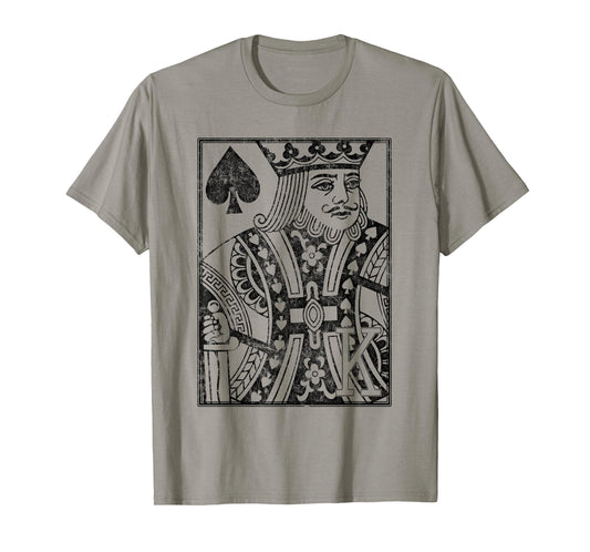 King of Spades Vintage Look Distressed Playing Card T-Shirt