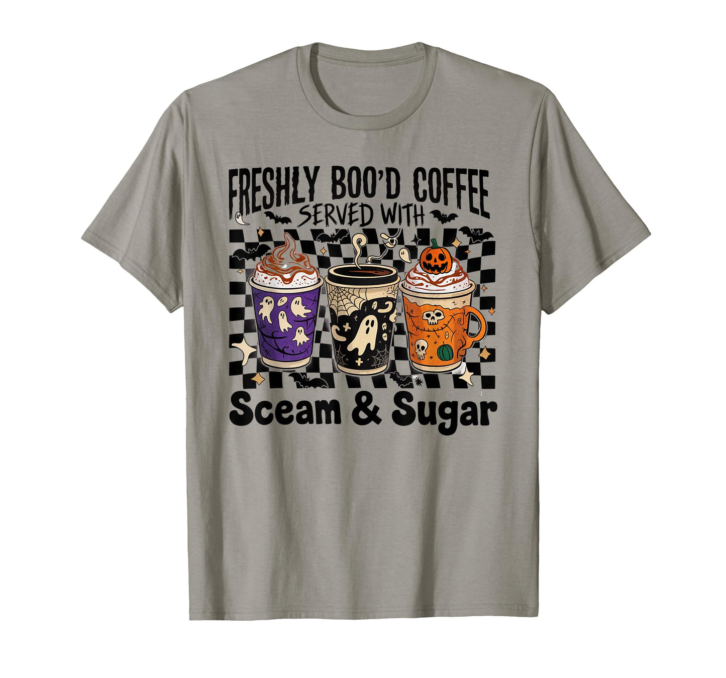 Retro Freshly Boo'd Coffee Lovers Funny Ghost Halloween T-Shirt