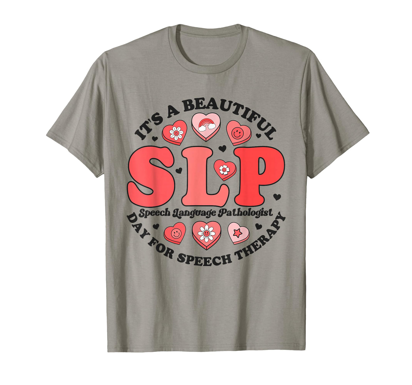 SLP Speech Therapy Pathologist Crew Groovy Valentines Hearts T-Shirt
