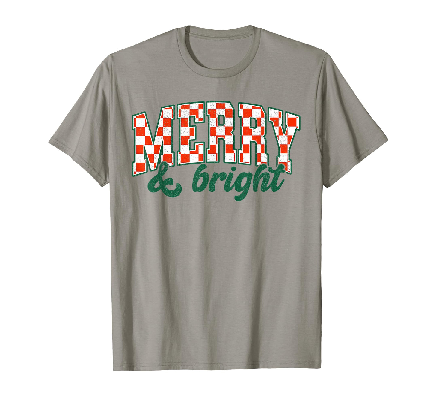 Merry Xmas Bright Cute Christmas Checkered Holiday Men Women T-Shirt
