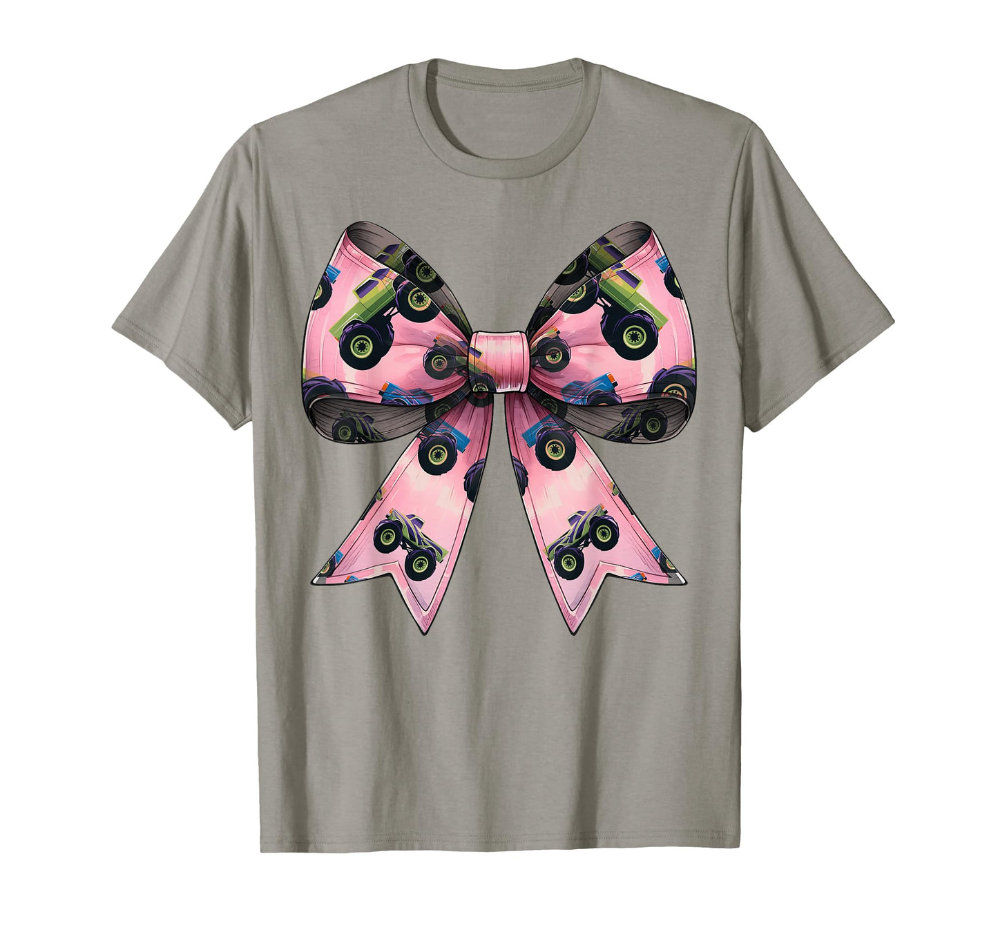 Coquette Bow Monster Truck Mothers Day Pattern Pink Mom Girl T-Shirt
