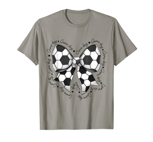 Soccer Game Day Bow Soccer Mom Girl Women T-Shirt